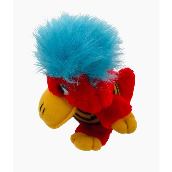 Cloud 9 Red Bird Blue Hair Soft Stuffed Animal Plush Toy Pet Striped Shirt - Picture 6 of 10